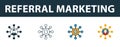 Referral Marketing icon set. Four elements in diferent styles from online marketing icons collection. Creative referral marketing Royalty Free Stock Photo