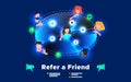 Referral network program marketing concept. Refer a friend - business strategy. Faces different nationalities and cultures Royalty Free Stock Photo