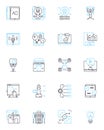 Referral traffic linear icons set. Referrals, Traffic, Clicks, Leads, Conversion, Engagement, Influence line vector and