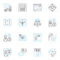 Referral traffic linear icons set. Referrals, Traffic, Clicks, Leads, Conversion, Engagement, Influence line vector and