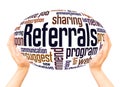 Referrals word cloud hand sphere concept Royalty Free Stock Photo