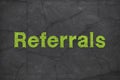 Referrals word isolated business concept image isolated on rough black background stock photo JPG file