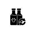 Refillable milk bottles black glyph icon