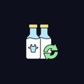 Refillable milk bottles RGB color icon for dark theme