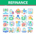 Refinance Financial Collection Icons Set Vector