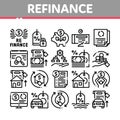 Refinance Financial Collection Icons Set Vector