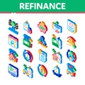Refinance Financial Isometric Icons Set Vector