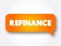 Refinance - replacement of an existing debt obligation with another debt obligation under different terms, text message bubble Royalty Free Stock Photo