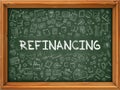 Refinancing Concept. Green Chalkboard with Doodle Icons.