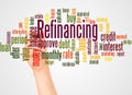 Refinancing word cloud and hand with marker concept Royalty Free Stock Photo