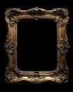 A refined antique gold frame in Baroque style, featuring elaborate floral patterns and scrollwork, ideal for fine art Royalty Free Stock Photo