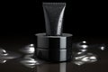Refined appeal Mockup highlights mens skincare product in dark, chic container