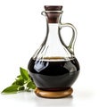 Refined Balsamic Vinegar in Glass Decanter Isolated on White. Generative ai