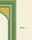 Refined Eid Al Adha abstract background design with green and golden Islamic floral elements decorations in mosque shape Royalty Free Stock Photo