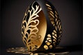 Refined and elegant gold and black Easter egg. Luxury background with golden and black eggs. 3d luxury golden easter eggs. Happy