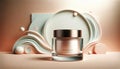 Refined Grace: Sleek Cosmetic Jar Amidst Soft Pastel Harmony