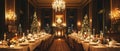 A refined holiday dinner arranged in a stately manor Royalty Free Stock Photo
