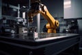 refined industrial robot being serviced and tested in laboratory setting