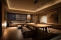 refined japanese interior with minimalist decor, delicate details and luxurious materials