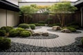refined and minimalist garden with paths of pebbles and stepping stones