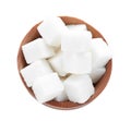 Refined sugar isolated on white, top view Royalty Free Stock Photo