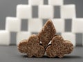 Refined sugar lump white and cane on a gray background Royalty Free Stock Photo