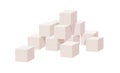 Refined sugar pieces, stacked cube blocks. Sweet ingredient pile, sweetening lumps heap. Flat cartoon vector