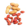 Refined and unrefined peanuts in a group Royalty Free Stock Photo