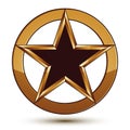 Refined vector black star emblem with golden outline