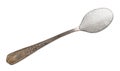 Refined white sugar in silver teaspoon cutout Royalty Free Stock Photo