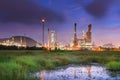 Refinery oil and gas plant at twilight Royalty Free Stock Photo