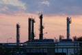 Refinery oil and petrochemical industry sunset Royalty Free Stock Photo