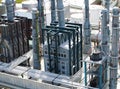 Refinery pipelines constructions chemical industrial plant Royalty Free Stock Photo