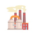 Refinery plant, industrial manufactury building vector illustration