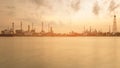 Refinery river front skyline with sunset tone Royalty Free Stock Photo