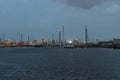 Refinery of Shell and tanks of Mobil in the Pernis harbor Rotterdam