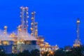 Refinery Structure with cooling tower in twilight Royalty Free Stock Photo