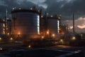 factory gas tank fuel oil refinery energy industrial pipe industry. Generative AI.