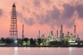 Refinery water front before sunrise sky background