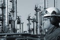 Refinery worker and oil industry Royalty Free Stock Photo