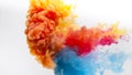Reflected and less cropped version of Red, yellow and blue colors paint splash on a white background Royalty Free Stock Photo