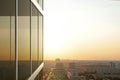 Reflected in the glass of an office building at sunset Royalty Free Stock Photo