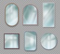 Reflected mirrors. Decor glossy furniture of different geometrical forms decent vector mirror set