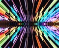 Reflected rainbow colors transparent panels with LED lights that decorated with ceiling. Perspective background in Taiwan, Taipei Royalty Free Stock Photo