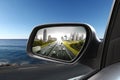 Road in rearview mirror Royalty Free Stock Photo