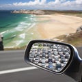 Road in rearview mirror Royalty Free Stock Photo