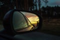 Reflected road in rearview mirror Royalty Free Stock Photo