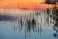 Reflected sunset on the water