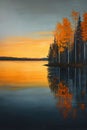 Reflecting Beauty: A Boreal Sunset at the Mirrored Lake