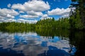 Reflecting clouds and forest, sawbill lake, bwcaw Royalty Free Stock Photo